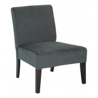 OSP Home Furnishings LAG51-V16 Laguna Chair in Graphite Velvet Fabric with Dark Espresso Legs